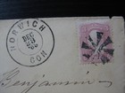 United States Sc   65 On 1863 Civil War Cover W  Norwich Fancy Cancel 