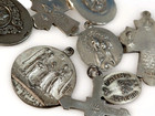 Big Sterling Silver Lot 100 Grams Religious Catholic 12 Medals   2 Rosaries Vntg