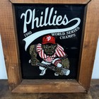 Vtg Philadelphia Phillies Framed Foil Glass Mirror Carnival Arcade Prize 80   s