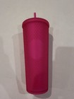 Limited Edition Starbucks Matte Hot Pink Tumbler - Diamond Studded 24oz
