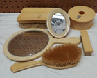 Antique Woman s 7 Piece Vanity Set Mirror Brush Nail Grooming  Powder Box  Frame