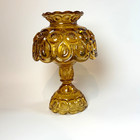 Vintage L e  Smith Amber Glass Moon   Stars 3 Piece Fairy Lamp Beautiful