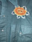 Vintage 70s Rawhide Embroidered Flowers Snap Western Shirt Size 15 5-34 Medium