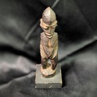 Antique African Carved Wood Statue Lobi Burkina Faso Tribal Small Man On Block