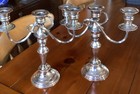 Antique Candelabras X2 Silver On Copper Converts To Candlesticks Heavy Pieces