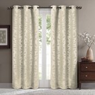 Virginia Beige Grommet Blackout Weave Embossed Window Curtain Panels  Pair se   