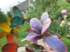 Vtg Brutalist Standing Flower Sculpture Tin Metal Mid Century Folk Art