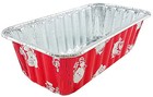 Pactog 2 Lb  Red Aluminum Foil Holiday Christmas Loaf Bread Pan W clear Dome Lid