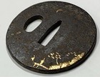 Pine And Moon Inlay Iron Base Tsuba Japanese Fuchi-gashira Menuki