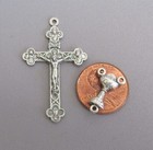 Set Rosary Center   Crucifix Italy First 1st Communion Centerpiece L111 Silver