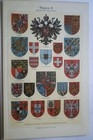 German Antique Chromolithograph Of National Crests Ii  Europe Apart From Germany
