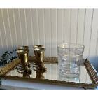 Vintage Large Vanity Mirror Tray Gold Brass Side Detail Rectangle Mirror 22 X 12