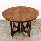 Mid Century Modern Dining Table Round Broyhill Brasilia Walnut Extension Leaf Nm