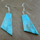 Santo Domingo Pueblo Turquoise Slab Dangle Earrings Native American Jewelry