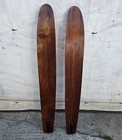 Vintage Long Waterskis Set Of Wooden Water Skis Stinger  48 Red Display Man Cave