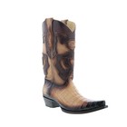 King Exotic Caiman Belly Snip Toe Mens Brown Wide Cowboy Western Boots