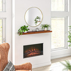 48  Fireplace Mantel  Pine Wood Floating Shelf  Wall Mounted  Brown