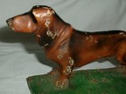 X Rare Antique Hubley Usa Cast Iron Dachshund Dog Statue Home Door Doorstop   1