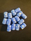 15 Glass Beads - Smooth Blue Cylinder With White Dots - 15x10mm  b1519 