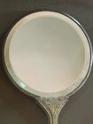 Antique Vanity Hand Mirror Silverplate Art Nouveau Repousse Floral Poppy