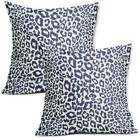 Navy Blue White Leopard Print Pillow Covers 18x18 Inch Set Of 2 Cheetah Animal 