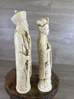 Vtg Santini Chinese Warrior   Wife Alabaster Resin Asian Carved Set - 1950 s