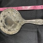 Vtg Hand Held Vanity Mirror Silver Plated Ornate Victorian Floral Design Heavy