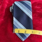 Vintage Salvatori Men Navy Blue Diagonal Striped Classic Necktie Tie