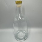 Decorative Heavy Base Clear Glass Bottle W   Gold Stopper Wine liquor 26oz