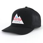Coors Light Beer Baseball Hat Ball Cap Black Mesh Embroidered Snapback Trucker