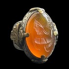 Ancient Afghanistan Old Agate Intaglio Stone Solid Silver Ring