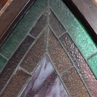 Gothic Arched Leaded Stained Glass Window Panel Salvage Green Purple Clear