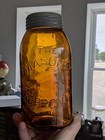 Half Gallon Swirly Darker Amber Mason s Improved Mason Fruit Jar