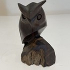 Vintage Hand-carved Ironwood Horned Owl Figurine Wooden Mid-century 4 25  Ooak