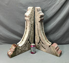 Antique Pair Wood 14x23 Corbel Roof Brackets Victorian Shabby Vtg Old 1298-25b