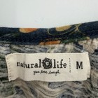 Natural Life Floral Long Sleeve Scoop Neck Top Size M Flowly Blouse Blue Cotton