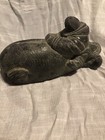 A Wolf Original Stone Sculpture Inuit Man Riding Whale Inuit Canada 7 1 2 