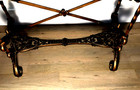 Vintage Bench  Heavy Cast Iron With New Upholstered Sued Seat