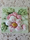 Vintage Floral Embossed Majolica Victorian Ceramic Tile 5 7 8 