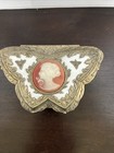 Vintage Cameo Music Box Gold Tone Footed Trinket Jewelry Casket Japan Sankyo
