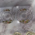 Vintage Glass Tea Cup   Saucer Set W  Lid  Enamel Daisy Flower Coffee No Spoon  