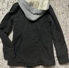 Paper Tee Women s Hooded Sherpa Lined Peacoat Jacket Charcoal Gray Size M