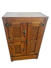 Antique Ice Box Three Storage Cabinets Oak Brass Hard To Find Petite Size