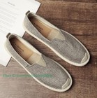 Men Breathable Canvas Shoes Slip On Flats Casual Shoes Espadrille Loafers Shoes