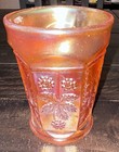 Vintage Depression Glass Tumbler Cup Marigold Iridescent Berry And Butterfly