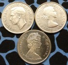 3 Silver Canadian Coat Of Arms 50-cent Coins  80  Silver Coins  1952  1961  1966
