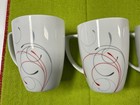 4 Corelle Coordinates Splendor Mugs Red Gray Swirls 12oz Cups Porcelain