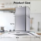 450cfm 30in Wall Mount Range Hood Tempered Glass Kitchen Vent 3-speed W leds New