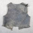 Vintage 70s Sears Suede Leather Kids Western Vest Size L 6-6x Blue Suede Fringe