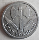 1943 Vichy France 2 Francs - Excellent Coin - Free Ship - France Bin  9
